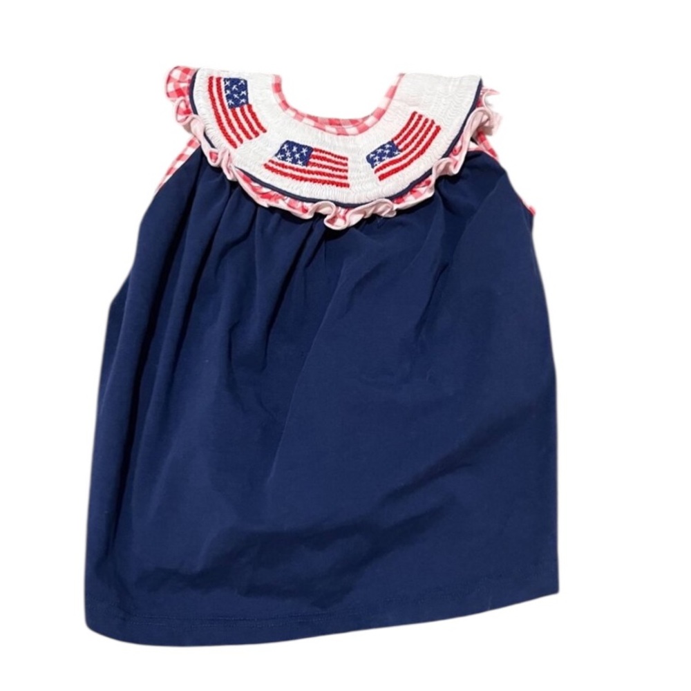 Sweet Southern Smock 4th of Jult American Flag toddler Dress 24 months